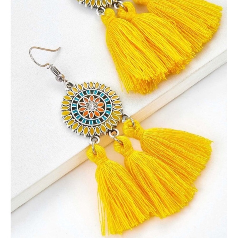 Dreamcatcher Tassel Earrings - Picture 2 of 2